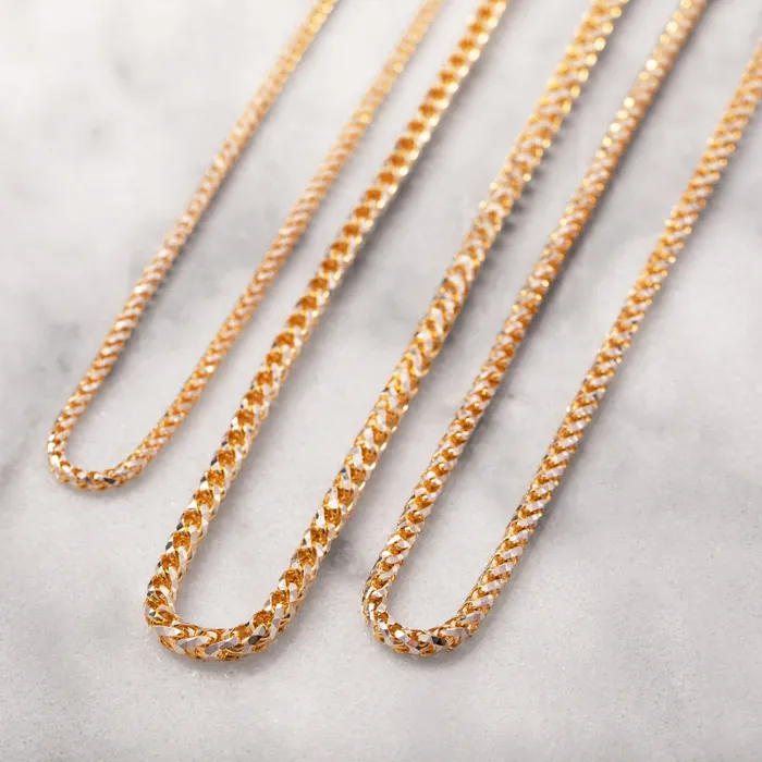 Rings 5mm Prism Cut Franco Chain 14k TwoTone Gold Proclamation Jewelry