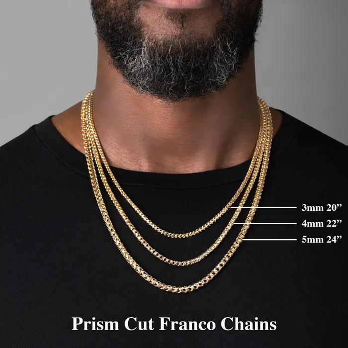 Rings 5mm Prism Cut Franco Chain 14k TwoTone Gold Proclamation Jewelry