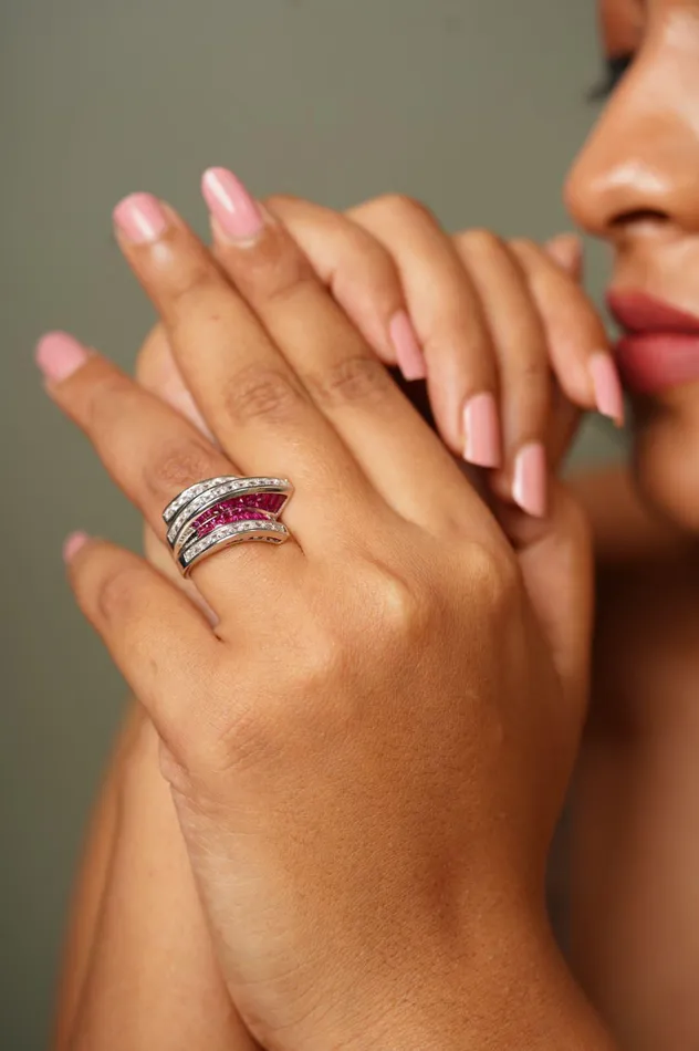 Rings Attrangi Sharpay Diamond Cocktail Ring With Invisible Setting