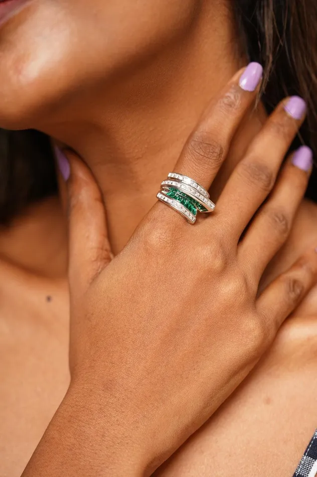 Rings Attrangi Sharpay Diamond Cocktail Ring With Invisible Setting