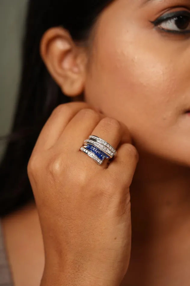 Rings Attrangi Sharpay Diamond Cocktail Ring With Invisible Setting