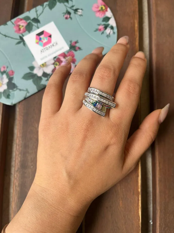 Rings Attrangi Sharpay Diamond Cocktail Ring With Invisible Setting