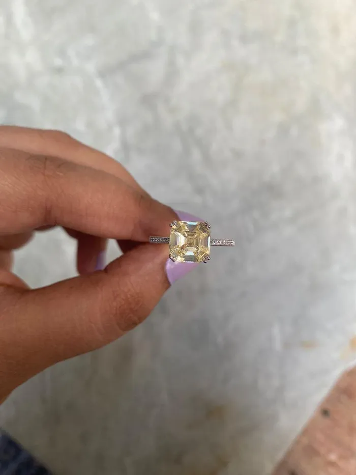 Rings Attrangi Yellow Sapphire Thin Band Ring Rings Attrangi Yellow Sapphire Thin Band Ring