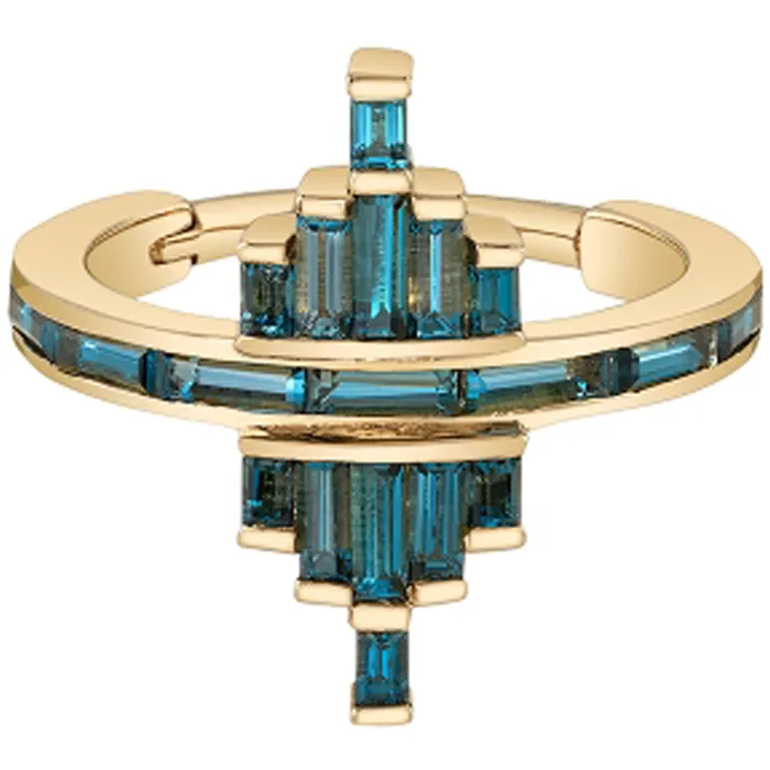 Rings Body Vision BVLA Facade Hinge Ring in Gold with London Blue Topaz