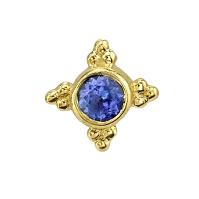 Rings Body Vision BVLA Mini Kandy Threaded End in Gold with Round Blue Sapphire Rings Body Vision BVLA Mini Kandy Threaded End in Gold with Round Blue Sapphire