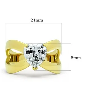 Rings CJG1469 Wholesale Heart Cut Gold Plated Stainless Steel Solitaire CZ Engagement Ring Green Rings CJG1469 Wholesale Heart Cut Gold Plated Stainless Steel Solitaire CZ Engagement Ring Green