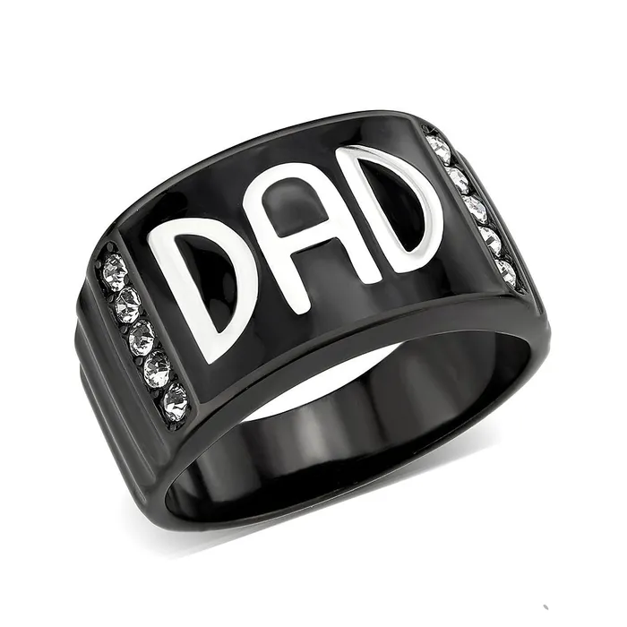 Rings Green CJ3759 Wholesale Mens Stainless Steel Two Tone IP Black Clear Top Grade Crystal Dad Ring Rings Green CJ3759 Wholesale Mens Stainless Steel Two Tone IP Black Clear Top Grade Crystal Dad Ring