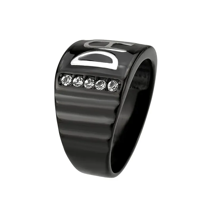 Rings Green CJ3759 Wholesale Mens Stainless Steel Two Tone IP Black Clear Top Grade Crystal Dad Ring Rings Green CJ3759 Wholesale Mens Stainless Steel Two Tone IP Black Clear Top Grade Crystal Dad Ring