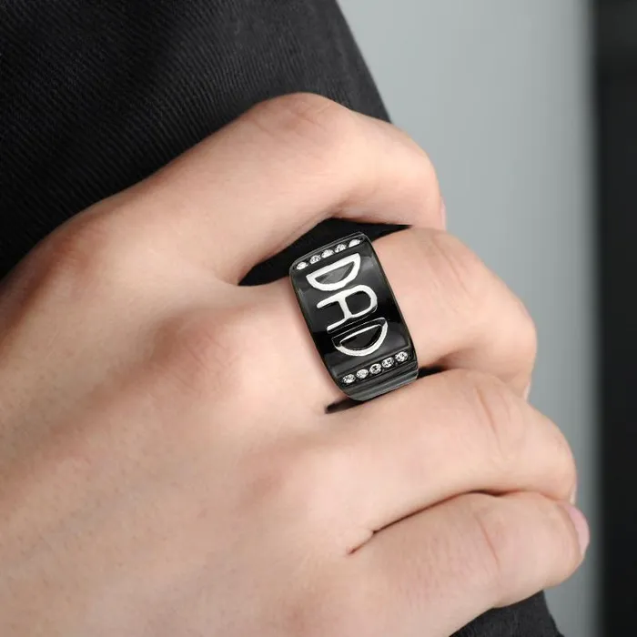 Rings Green CJ3759 Wholesale Mens Stainless Steel Two Tone IP Black Clear Top Grade Crystal Dad Ring Rings Green CJ3759 Wholesale Mens Stainless Steel Two Tone IP Black Clear Top Grade Crystal Dad Ring