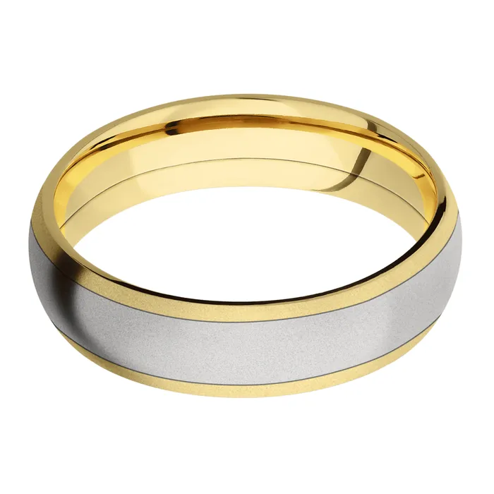 Rings Lashbrook 14K Yellow Gold Band with Cobalt Chrome Inlay