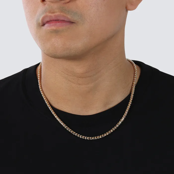 Rings Saints Gold Co 40MM Saint Franco Chain TwoTone Prism Cut