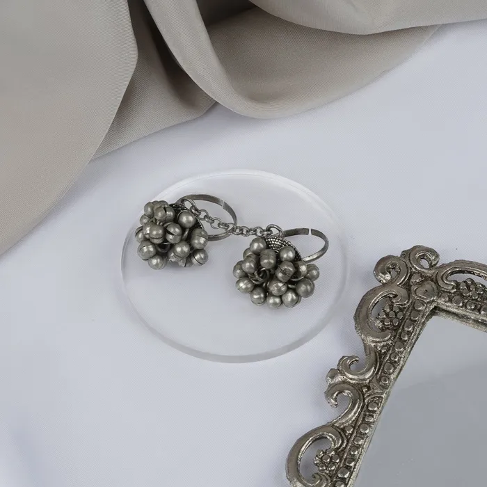 Rings Teejh Mawra Silver Oxidised Ghungroo Ring Teejh