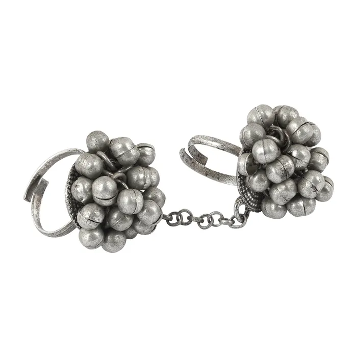 Rings Teejh Mawra Silver Oxidised Ghungroo Ring Teejh