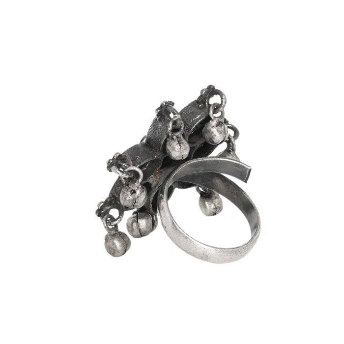 Rings Teejh Teejh Raishala Pink Stone Silver Oxidised Ring Rings Teejh Teejh Raishala Pink Stone Silver Oxidised Ring