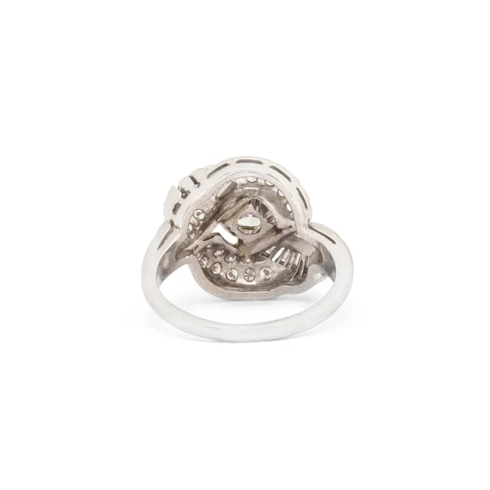 Rings Vintage 1950s Diamond and Platinum Swirl Cluster Ring
