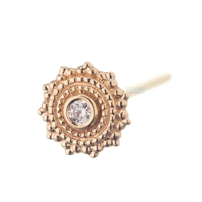 Round Afghan Nostril Screw in Gold with White CZ Body Vision BVLA Rings