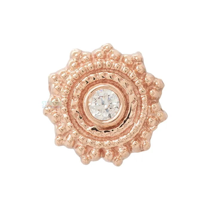 Round Afghan Nostril Screw in Gold with White CZ Body Vision BVLA Rings