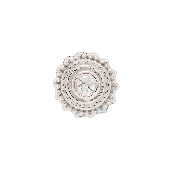 Round Afghan Nostril Screw in Gold with White CZ Body Vision BVLA Rings