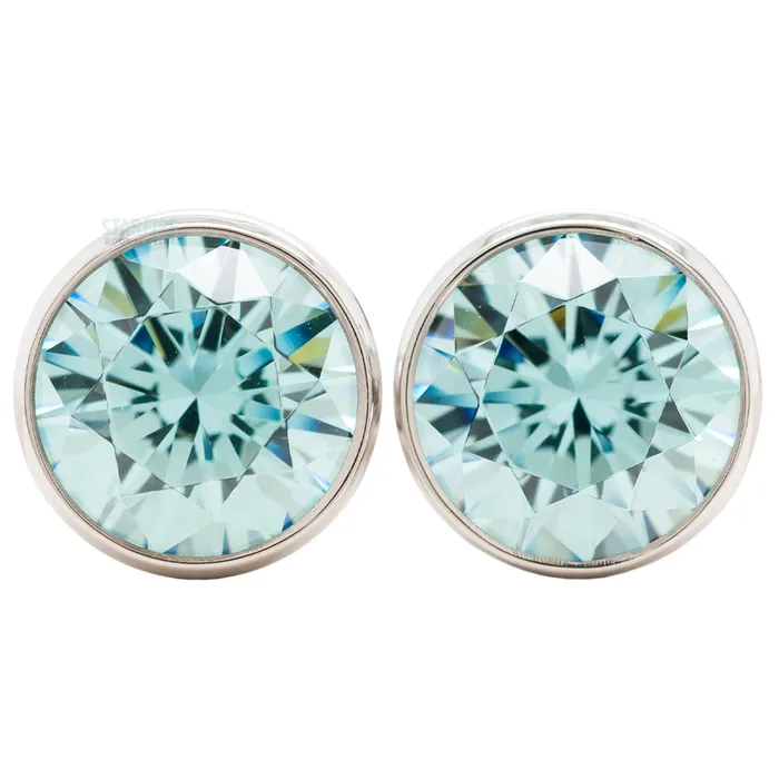 Single Gem BIG BLING Plugs Eyelets with BrilliantCut Gem Pistachio Anatometal Necklaces