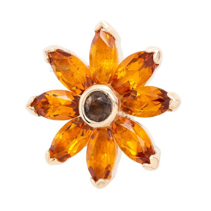 Sunflower Threaded End in Gold with Citrine Smoky Quartz Body Vision BVLA Earrings