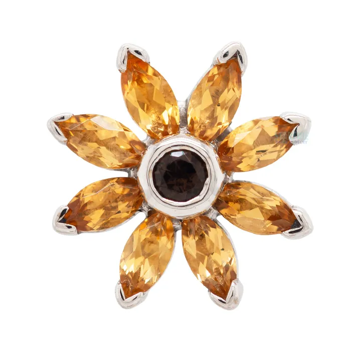 Sunflower Threaded End in Gold with Citrine Smoky Quartz Body Vision BVLA Earrings