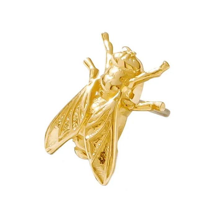 Tawapa threadless Fly Pin in Gold Earrings
