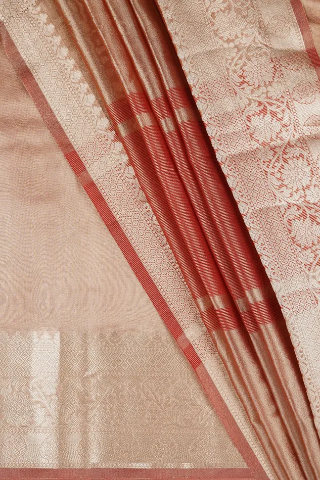 Teejh Earrings Amyra Red Banarasi Tissue Saree