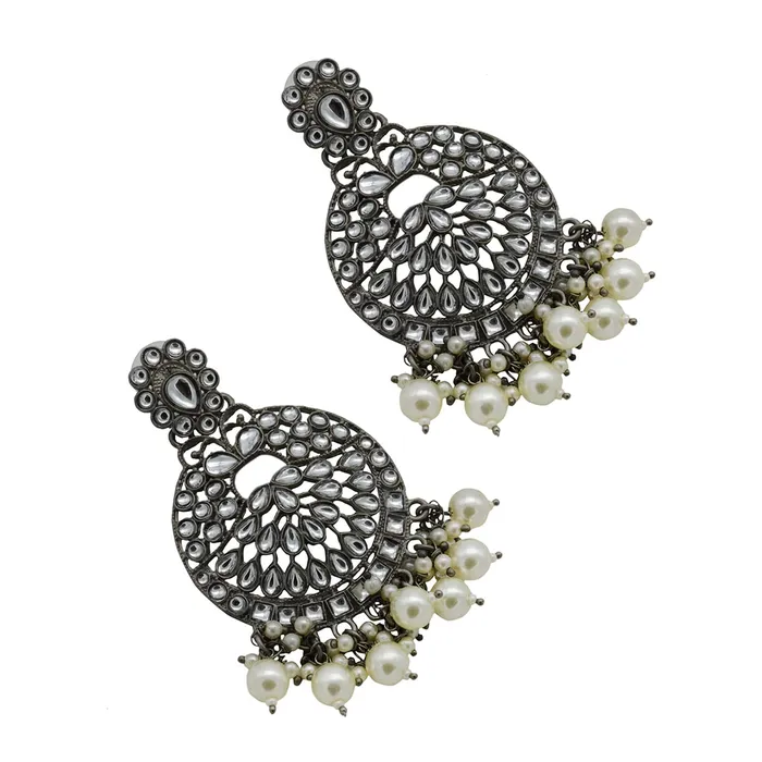 Teejh Earrings Nisha Silver Oxidized Statement Earrings Teejh Earrings Nisha Silver Oxidized Statement Earrings