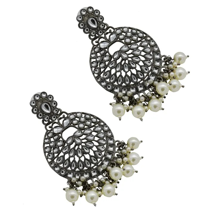 Teejh Earrings Nisha Silver Oxidized Statement Earrings Teejh Earrings Nisha Silver Oxidized Statement Earrings