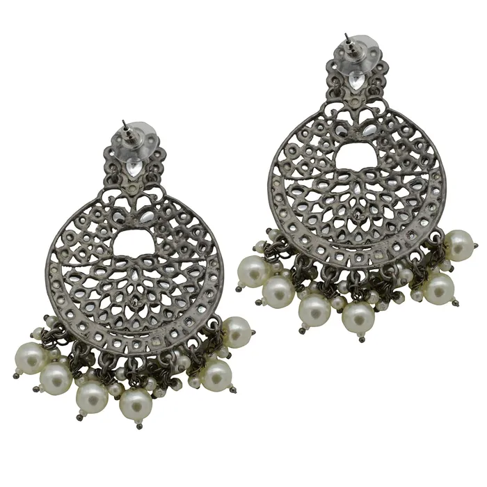 Teejh Earrings Nisha Silver Oxidized Statement Earrings Teejh Earrings Nisha Silver Oxidized Statement Earrings