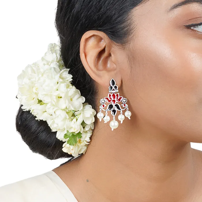 Teejh Earrings Teejh Gurima Red and Black Silver Oxidised Earring