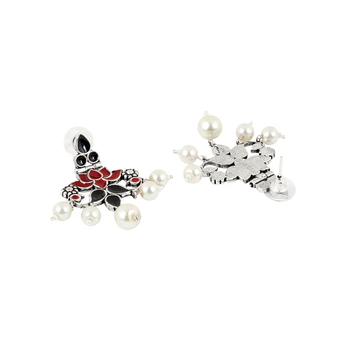 Teejh Earrings Teejh Gurima Red and Black Silver Oxidised Earring
