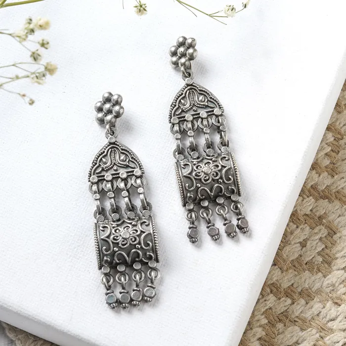Teejh Earrings Teejh Mekhala Silver Oxidised Earrings