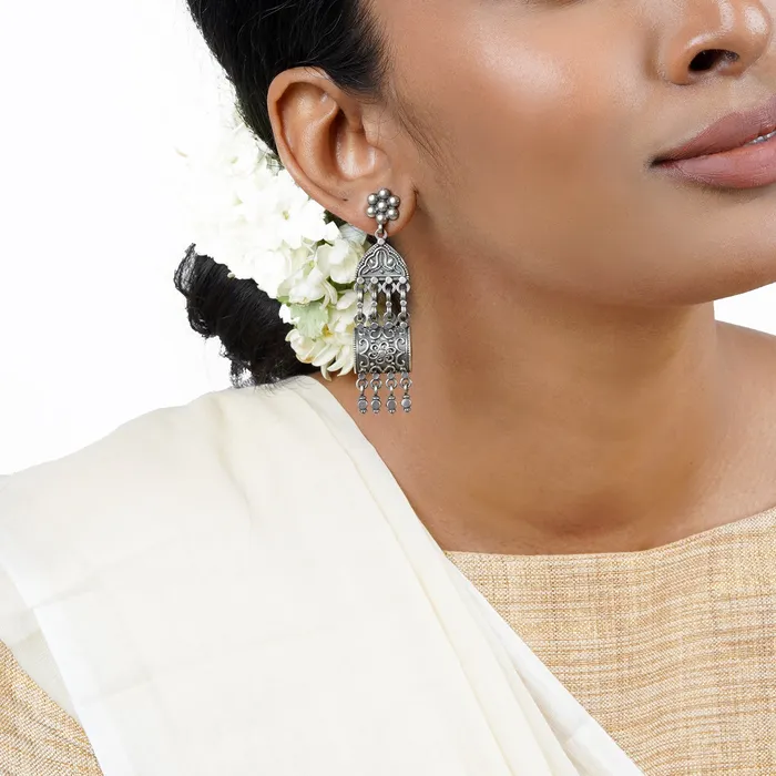 Teejh Earrings Teejh Mekhala Silver Oxidised Earrings