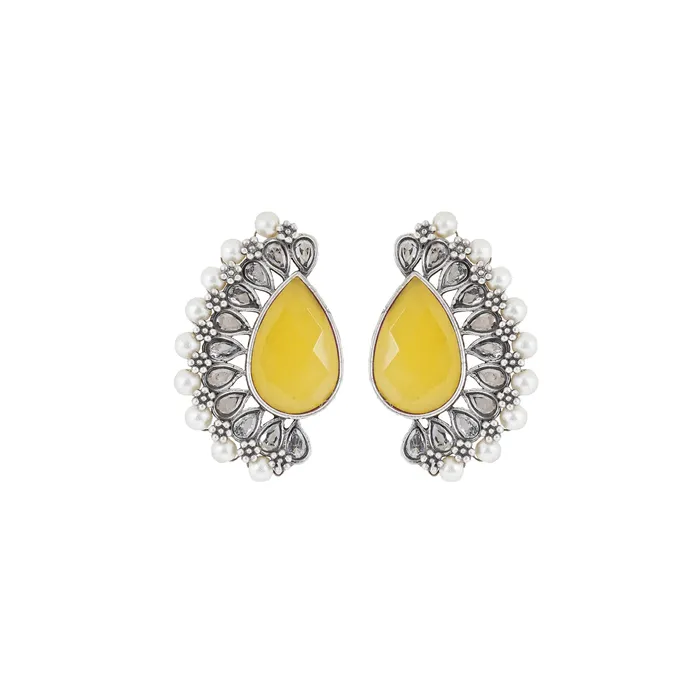 Teejh Mahir Yellow Silver Oxidised Earrings Teejh Earrings