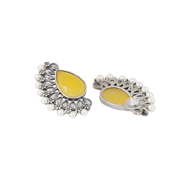 Teejh Mahir Yellow Silver Oxidised Earrings Teejh Earrings