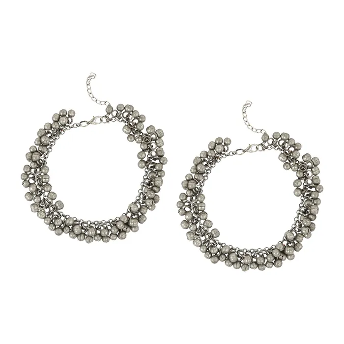 Teejh Nazah Silver Oxidised Ghungroo Anklet Teejh Rings Teejh Nazah Silver Oxidised Ghungroo Anklet Teejh Rings