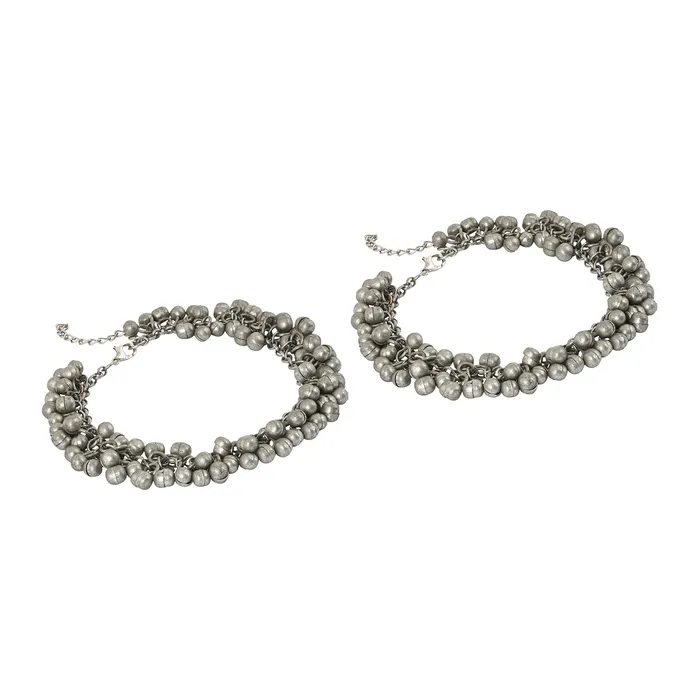 Teejh Nazah Silver Oxidised Ghungroo Anklet Teejh Rings Teejh Nazah Silver Oxidised Ghungroo Anklet Teejh Rings