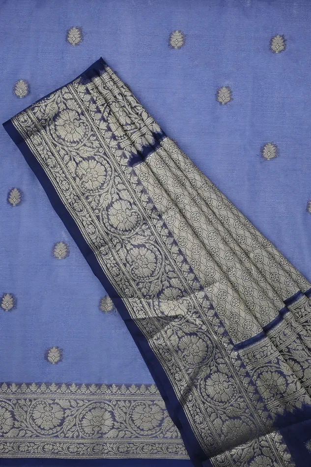 Teejh Necklaces Teejh Smiti Royal Blue Banarasi Semi Kora Silk