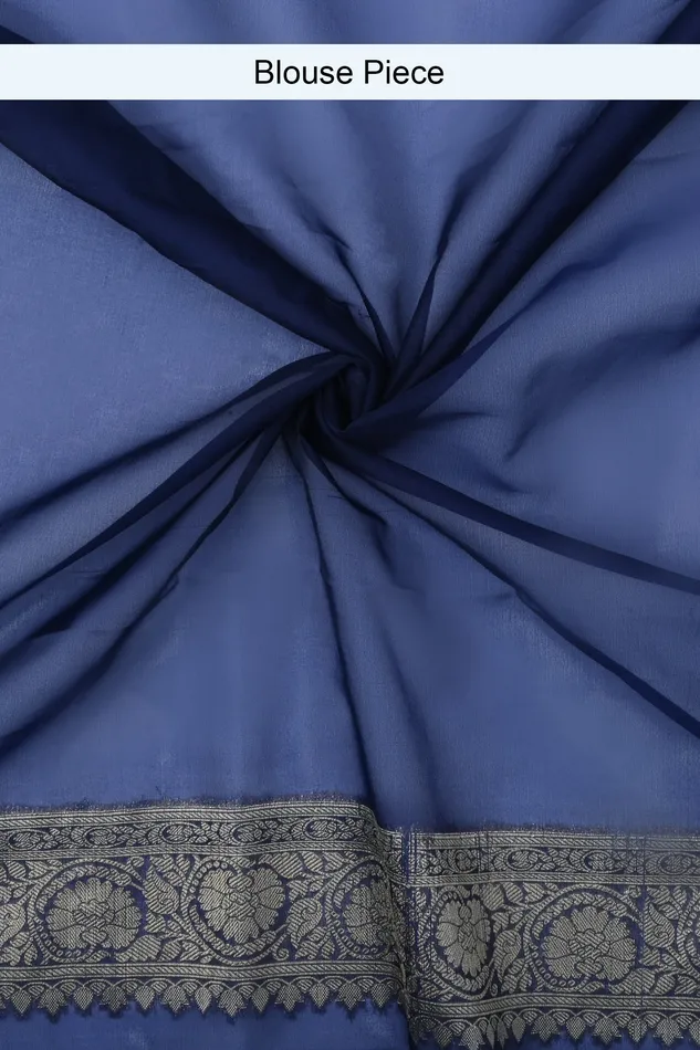Teejh Necklaces Teejh Smiti Royal Blue Banarasi Semi Kora Silk
