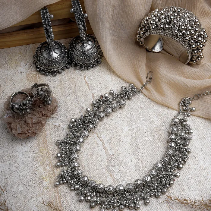 Teejh Rings TEEJH JUHI SILVER OXIDISED JEWELRY GIFT SET