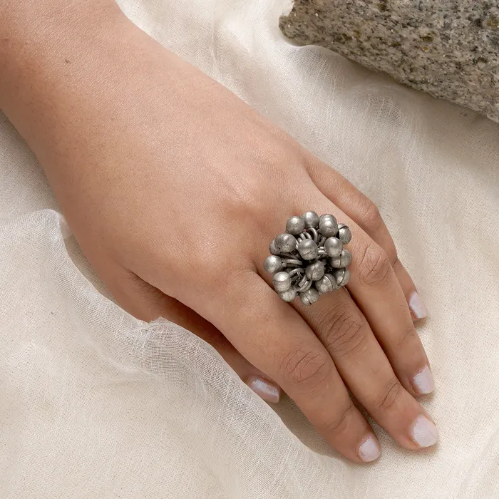 Teejh Rings Teejh Selvi Ghungroo Silver Oxidised Ring