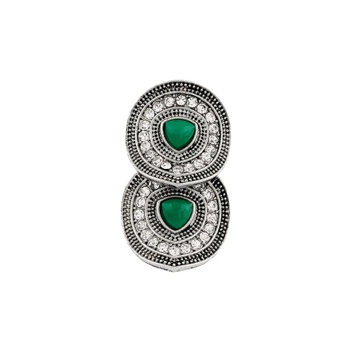 Teejh Rings Teejh Takshila Silver Green Ring