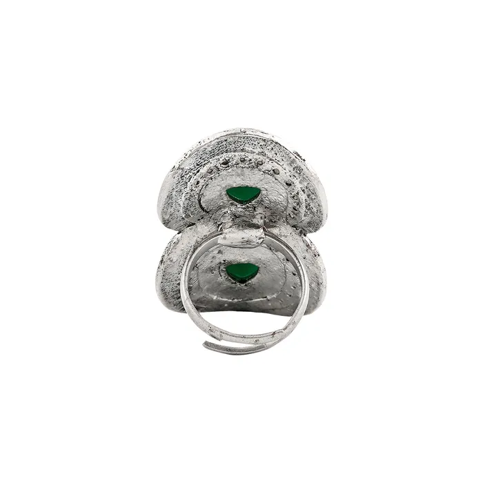 Teejh Rings Teejh Takshila Silver Green Ring