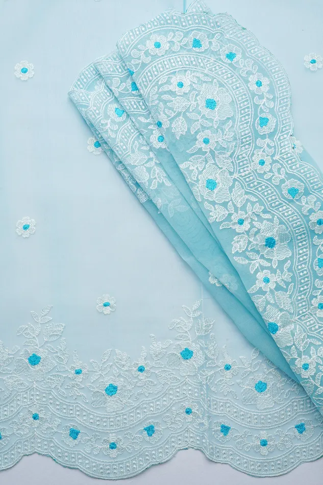 Teejh Savani Embroidered Organza Saree Teejh Earrings