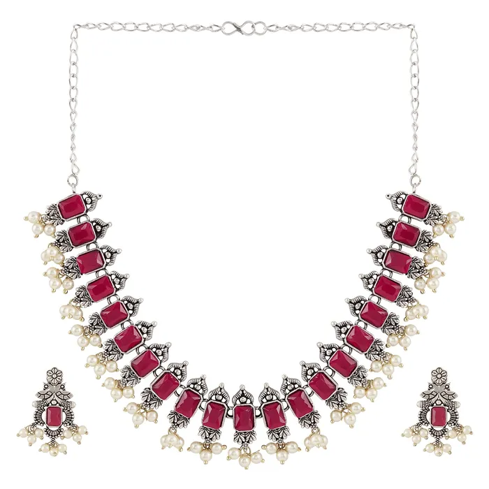 Teejh Silver and Red Serenade Set Teejh Rings