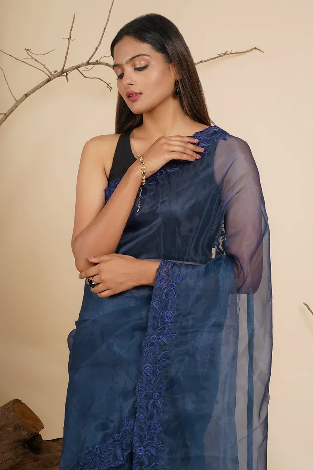 Teejh Teejh Ethereal Petunia Organza Saree Earrings