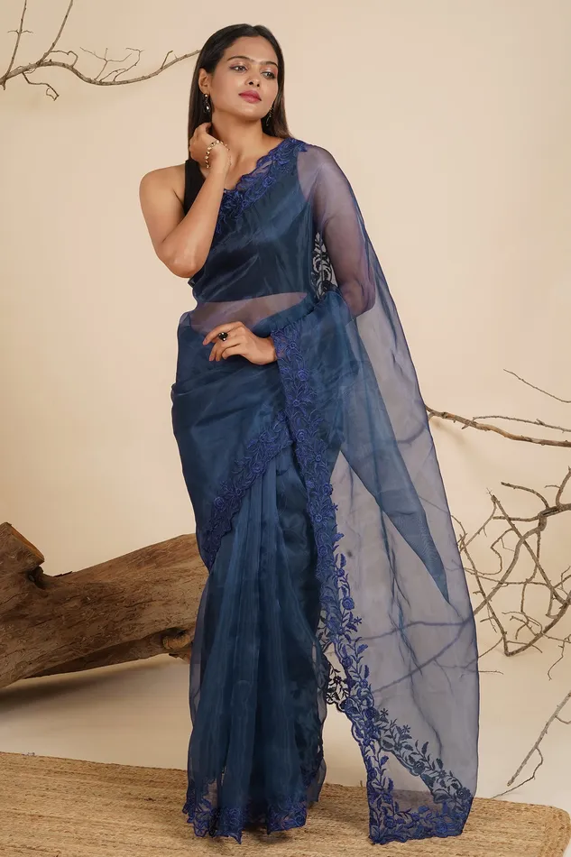 Teejh Teejh Ethereal Petunia Organza Saree Earrings