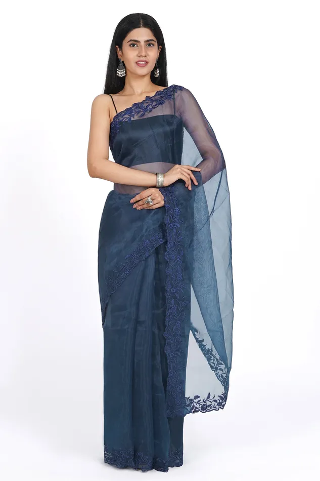 Teejh Teejh Ethereal Petunia Organza Saree Earrings