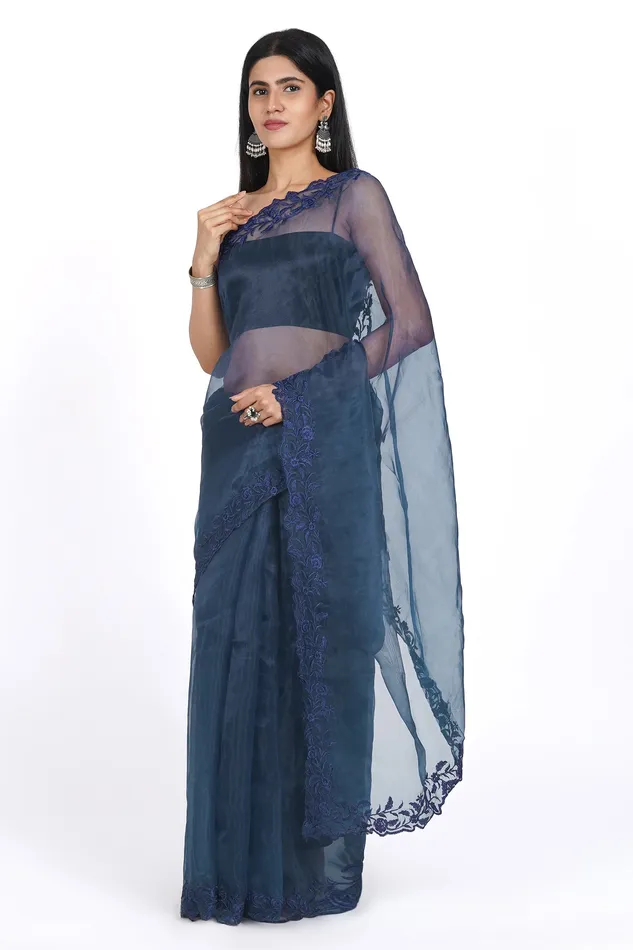 Teejh Teejh Ethereal Petunia Organza Saree Earrings